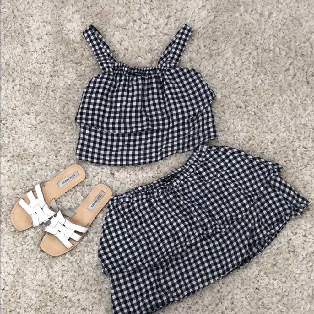 Madewell Two Piece Gingham Tp/Sky Set / Navy-White